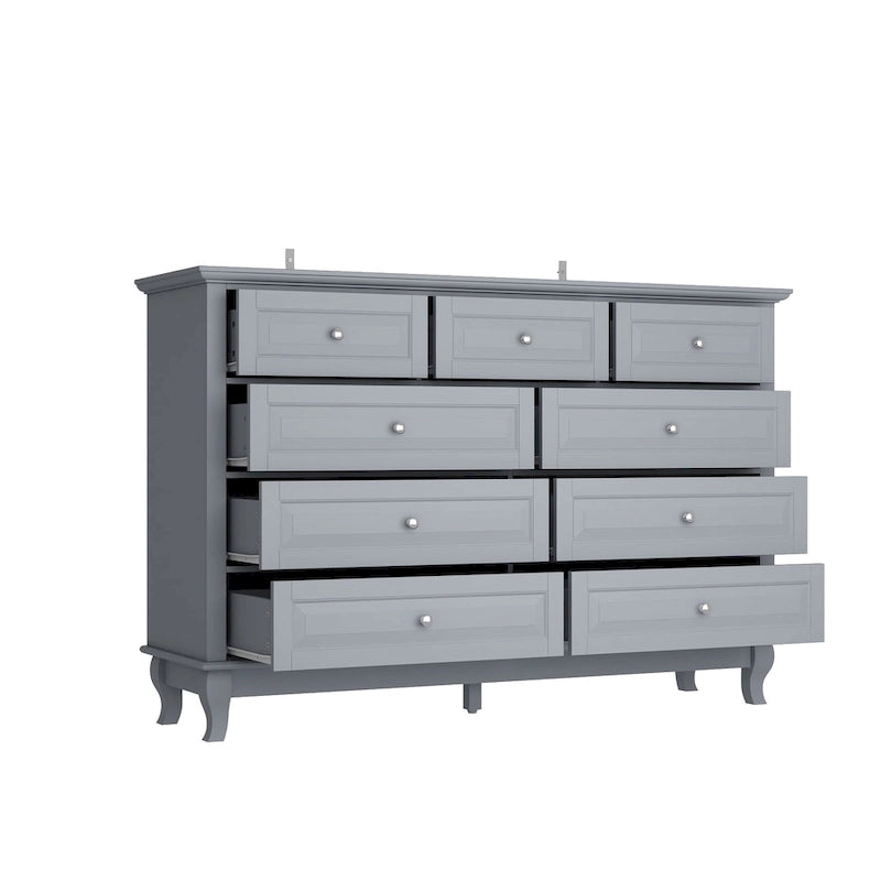 Commode à 9 tiroirs de 139,95 cm de large : Meuble de rangement spacieux au design épuré, laqué