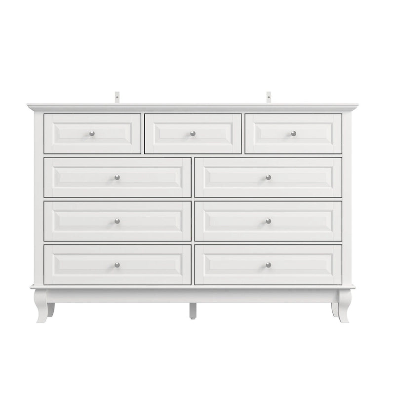 Commode à 9 tiroirs de 139,95 cm de large : Meuble de rangement spacieux au design épuré, laqué
