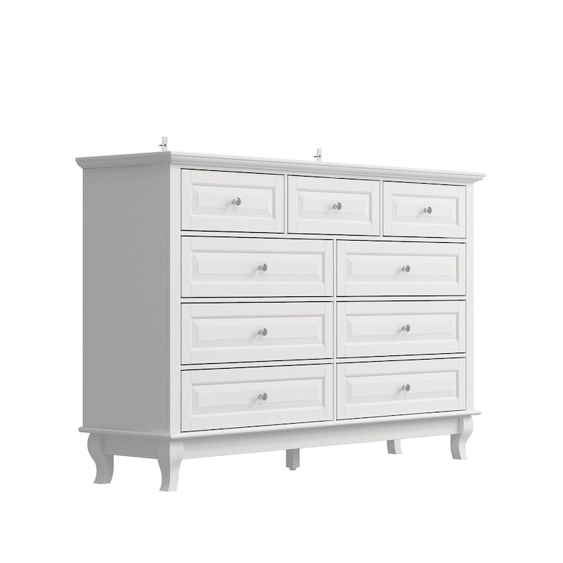Commode à 9 tiroirs de 139,95 cm de large : Meuble de rangement spacieux au design épuré, laqué
