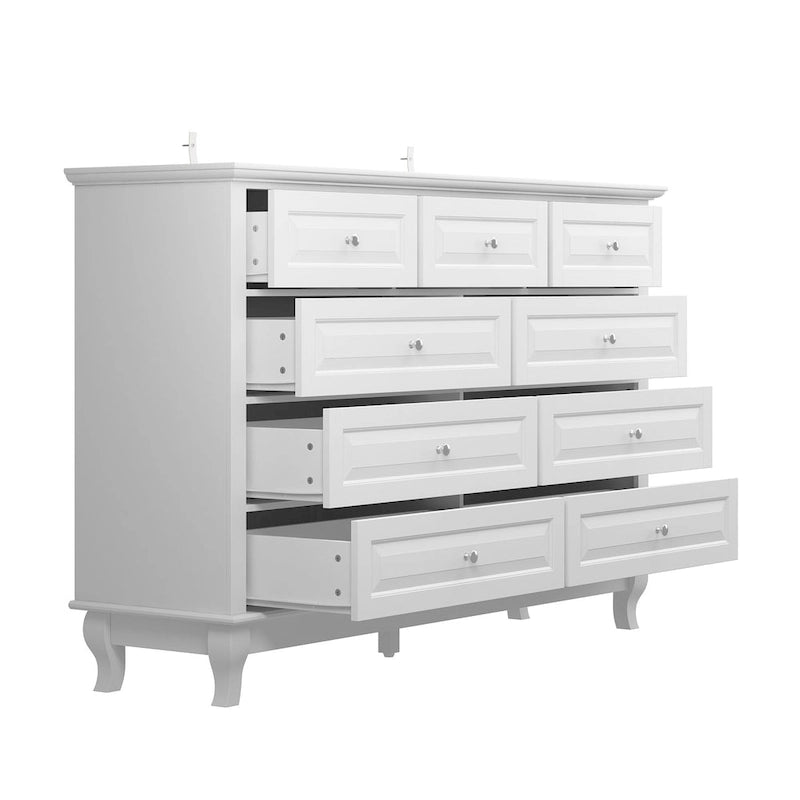Commode à 9 tiroirs de 139,95 cm de large : Meuble de rangement spacieux au design épuré, laqué