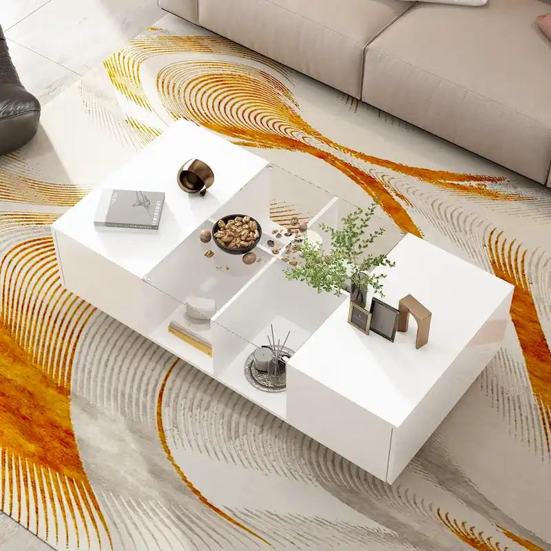 Table basse de rangement Tables basses laquées brillantes Lumières LED Cocktail - 47,4W