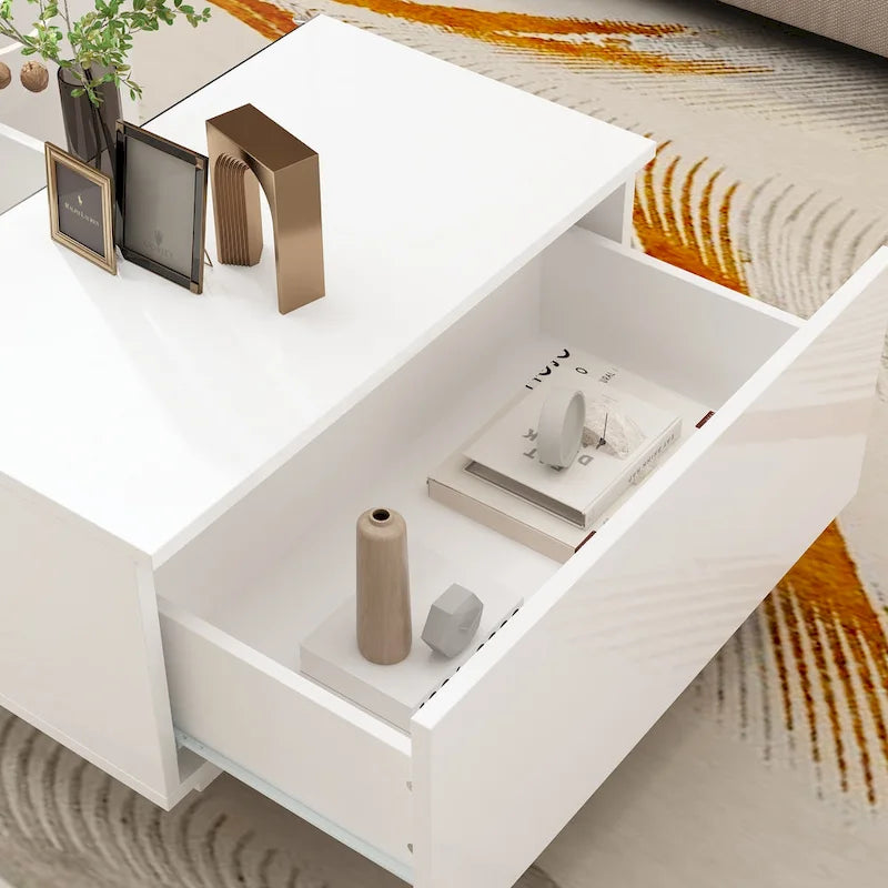 Table basse de rangement Tables basses laquées brillantes Lumières LED Cocktail - 47,4W