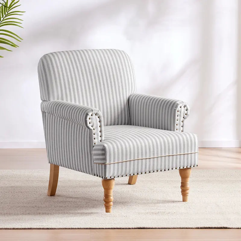 Fauteuil d'appoint rembourré en lin avec pieds pour salon