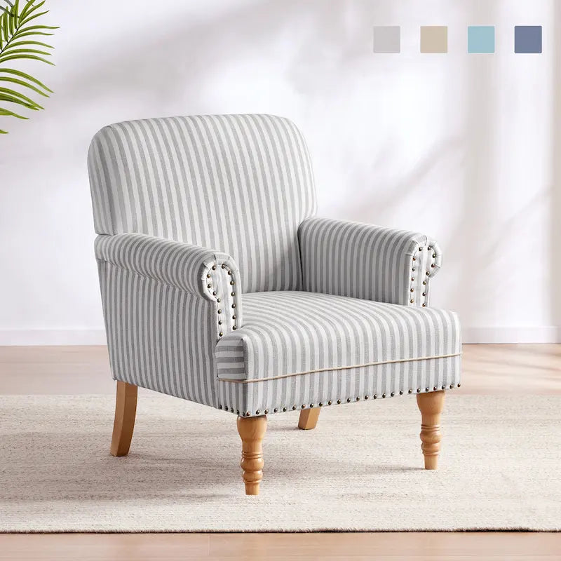 Fauteuil d'appoint rembourré en lin avec pieds pour salon