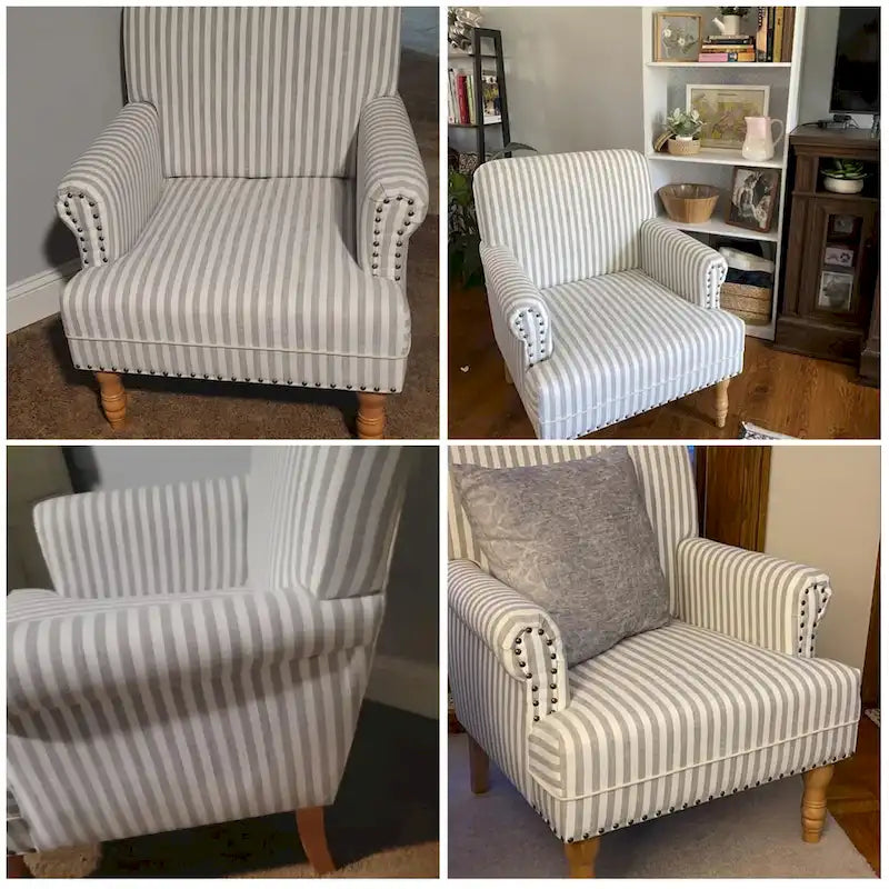 Fauteuil d'appoint rembourré en lin avec pieds pour salon