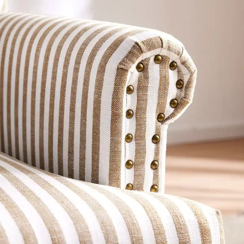 Fauteuil d'appoint rembourré en lin avec pieds pour salon