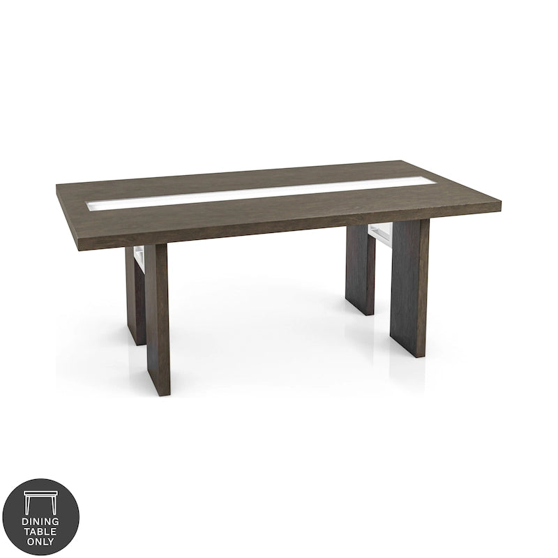 Table à manger contemporaine en verre de 76 pouces avec LED