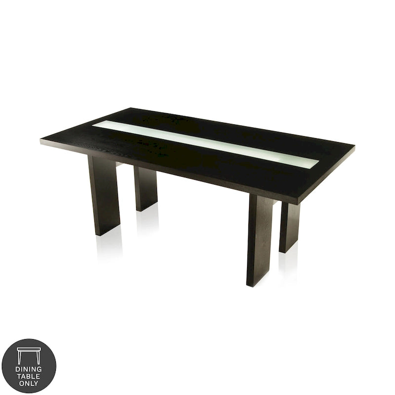 Table à manger contemporaine en verre de 76 pouces avec LED