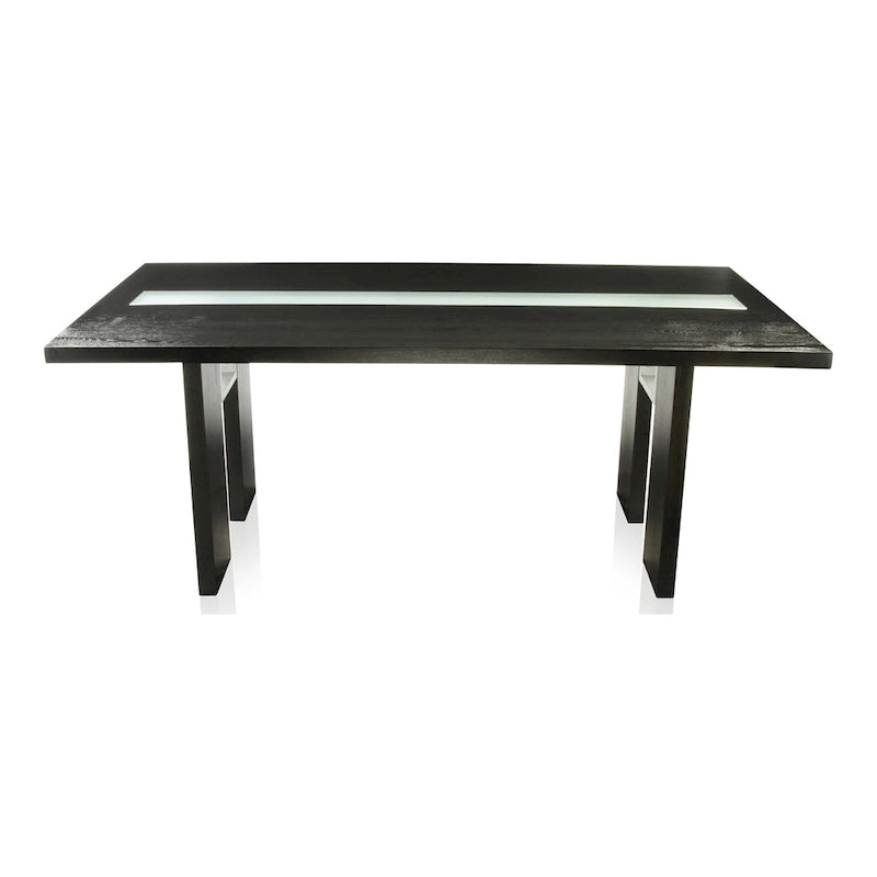 Table à manger contemporaine en verre de 76 pouces avec LED