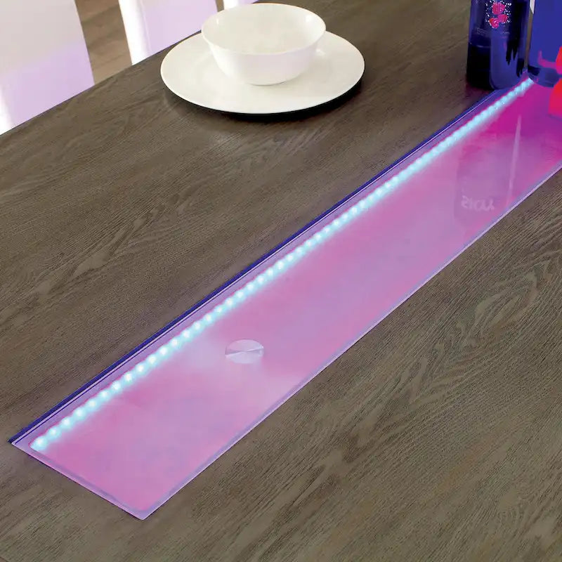Table à manger contemporaine en verre de 76 pouces avec LED