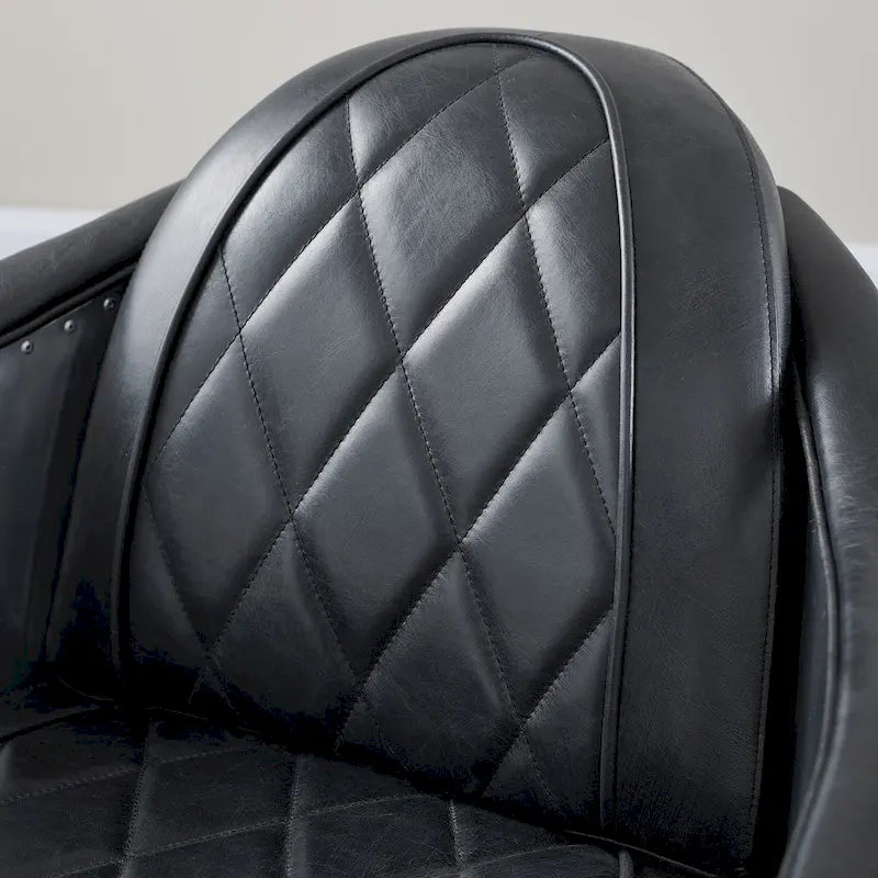 Fauteuil d'appoint industriel rétro en cuir pleine fleur et aluminium