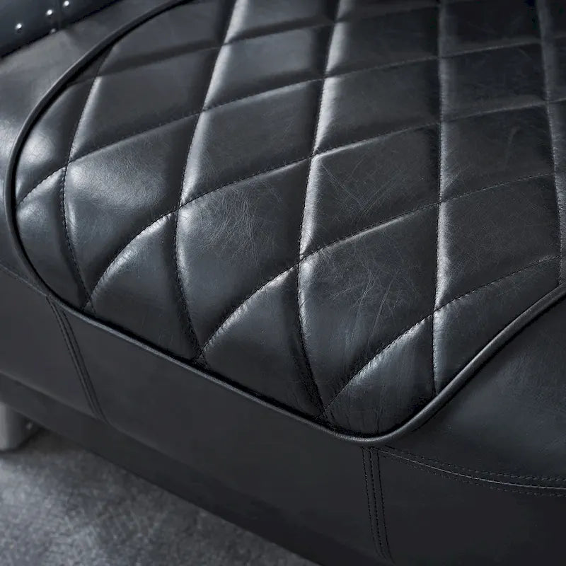 Fauteuil d'appoint industriel rétro en cuir pleine fleur et aluminium