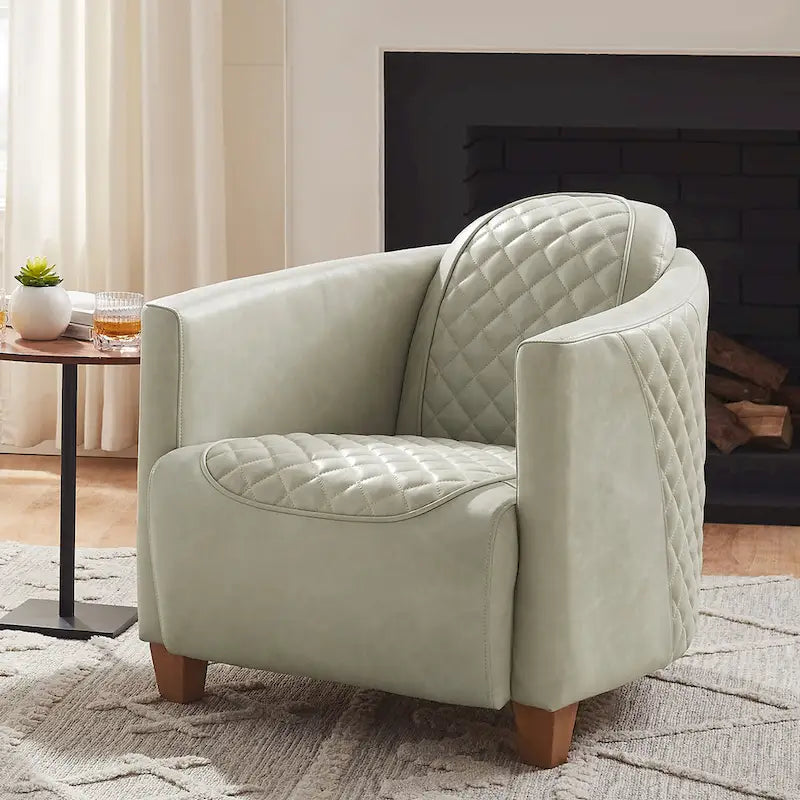 Fauteuil d'appoint industriel rétro en cuir pleine fleur et aluminium