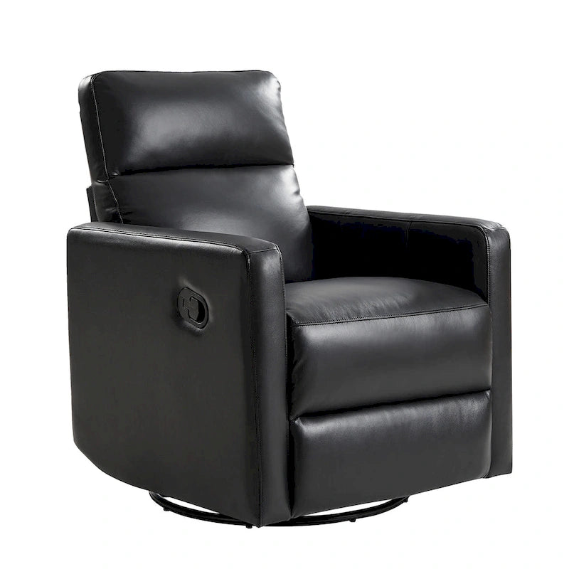 Fauteuil inclinable pivotant et à bascule en cuir véritable moderne