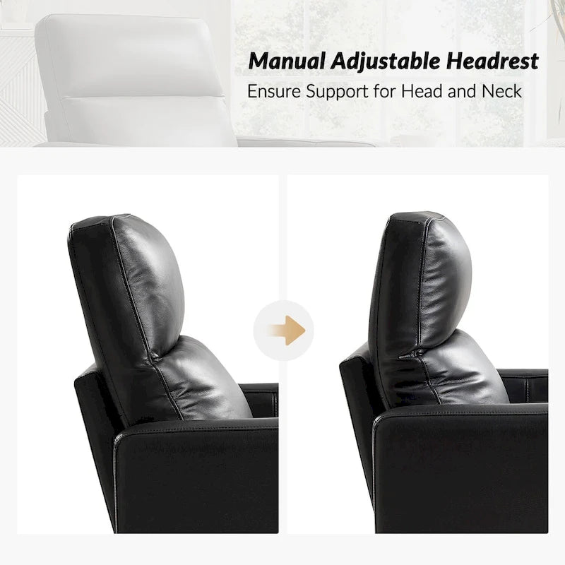 Fauteuil inclinable pivotant et à bascule en cuir véritable moderne
