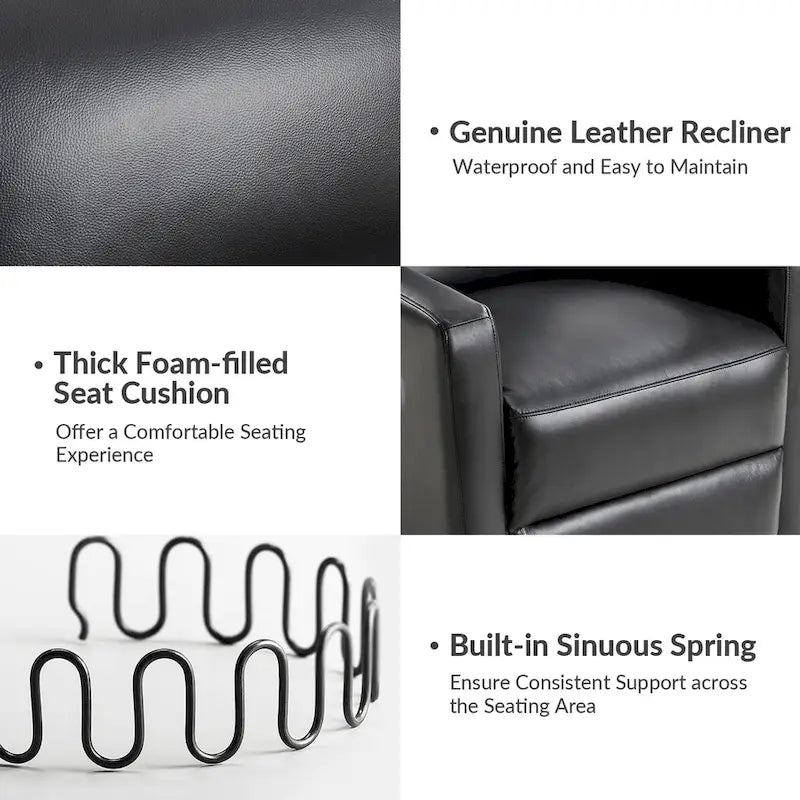 Fauteuil inclinable pivotant et à bascule en cuir véritable moderne