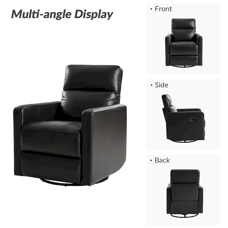 Fauteuil inclinable pivotant et à bascule en cuir véritable moderne