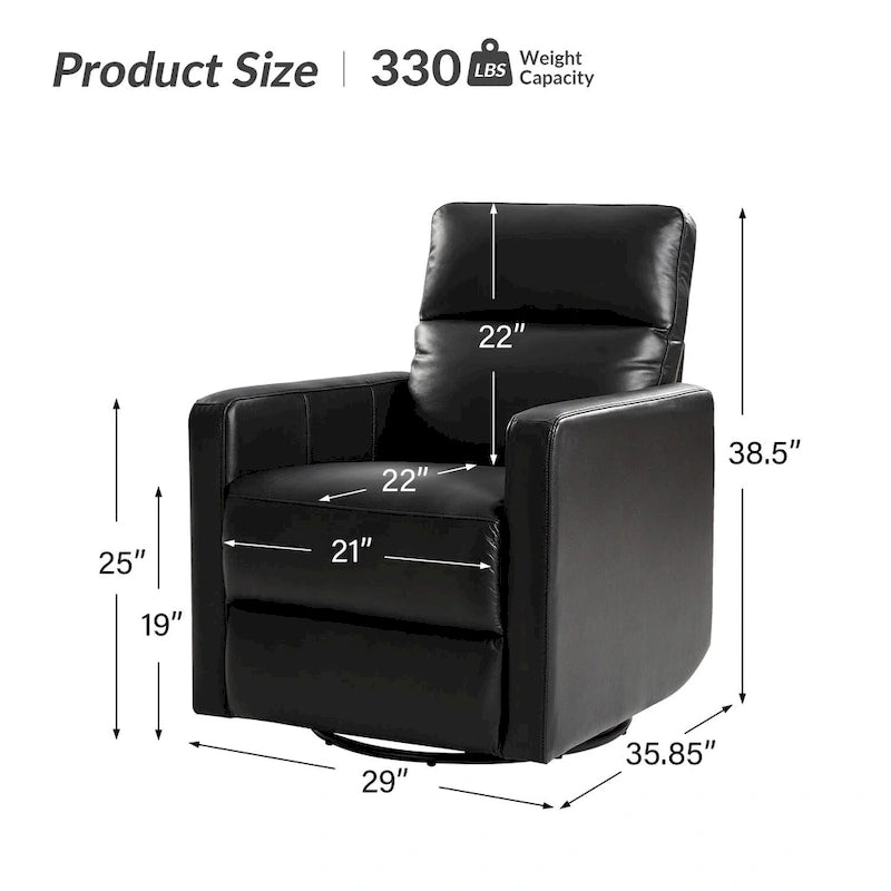 Fauteuil inclinable pivotant et à bascule en cuir véritable moderne