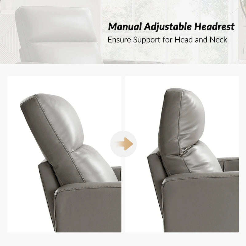Fauteuil inclinable pivotant et à bascule en cuir véritable moderne