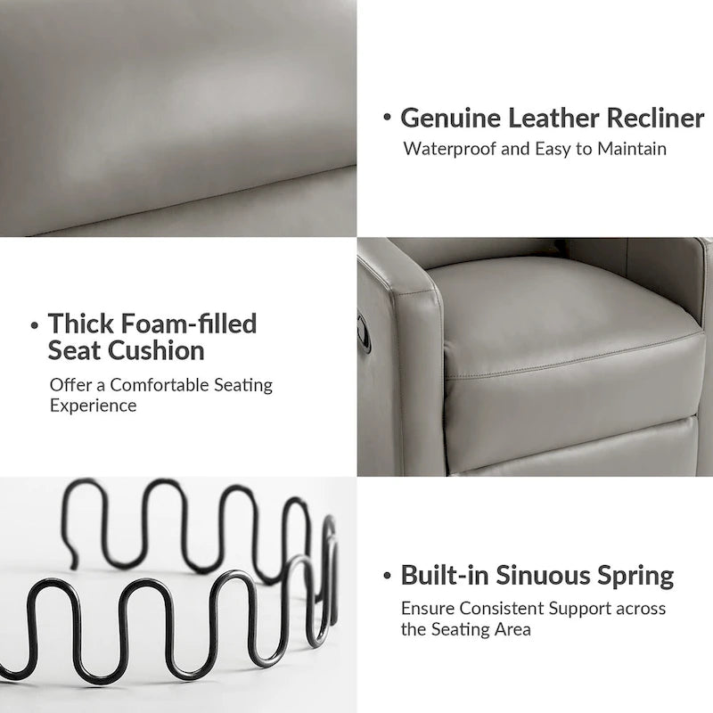 Fauteuil inclinable pivotant et à bascule en cuir véritable moderne