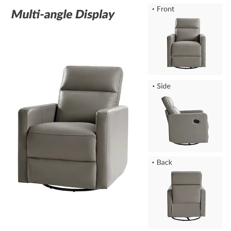 Fauteuil inclinable pivotant et à bascule en cuir véritable moderne