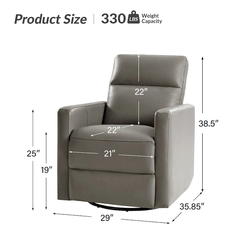Fauteuil inclinable pivotant et à bascule en cuir véritable moderne