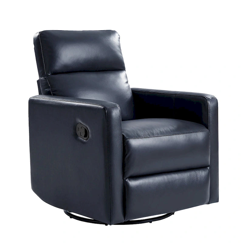 Fauteuil inclinable pivotant et à bascule en cuir véritable moderne