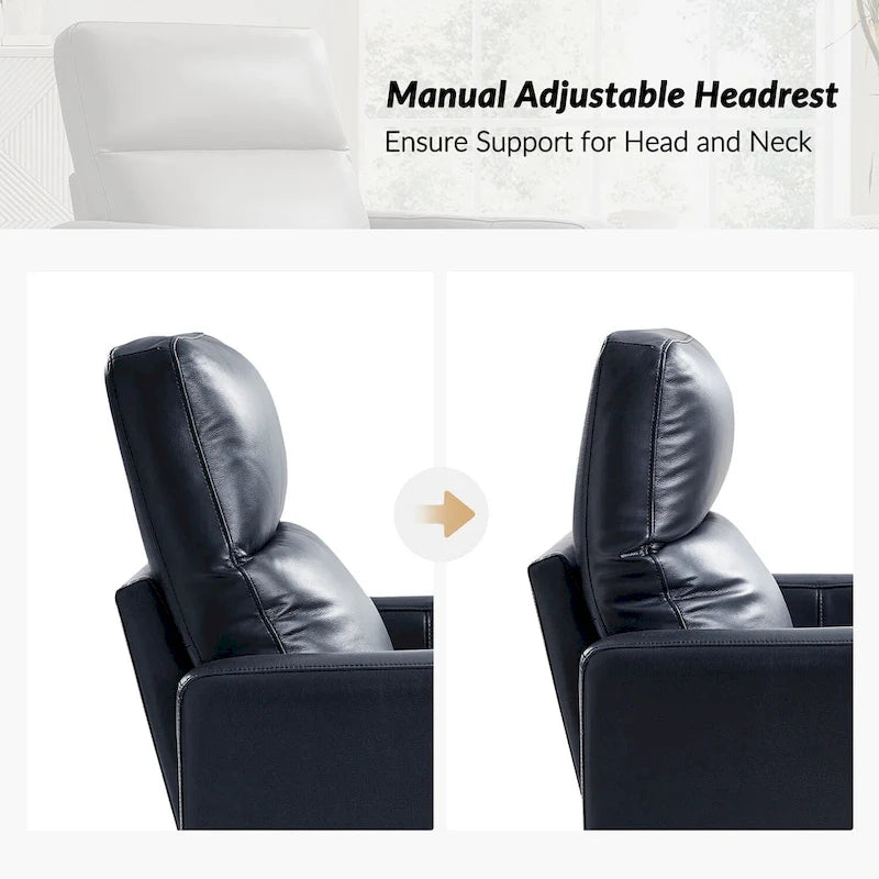 Fauteuil inclinable pivotant et à bascule en cuir véritable moderne