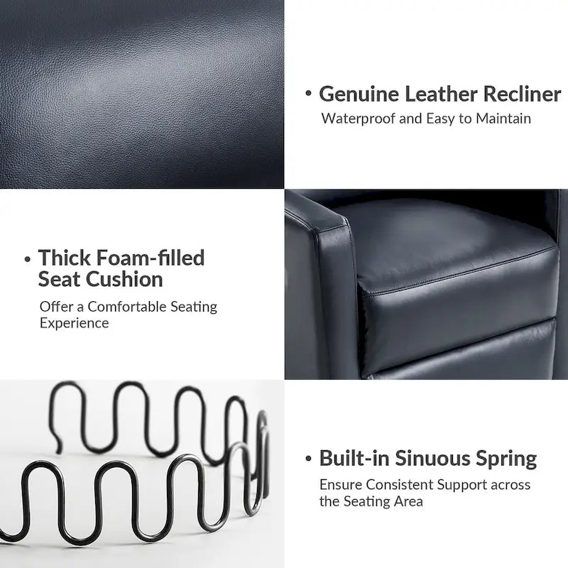Fauteuil inclinable pivotant et à bascule en cuir véritable moderne