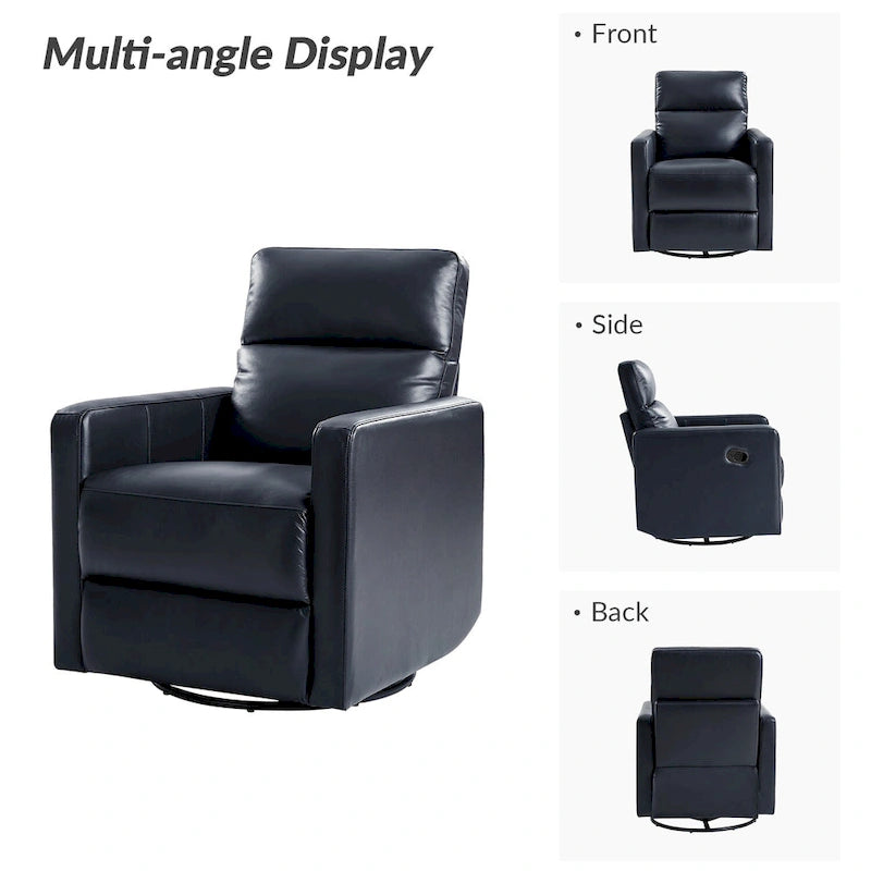 Fauteuil inclinable pivotant et à bascule en cuir véritable moderne