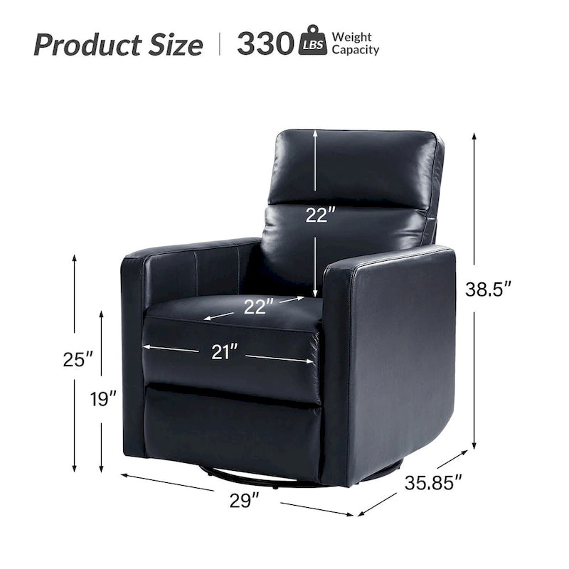 Fauteuil inclinable pivotant et à bascule en cuir véritable moderne