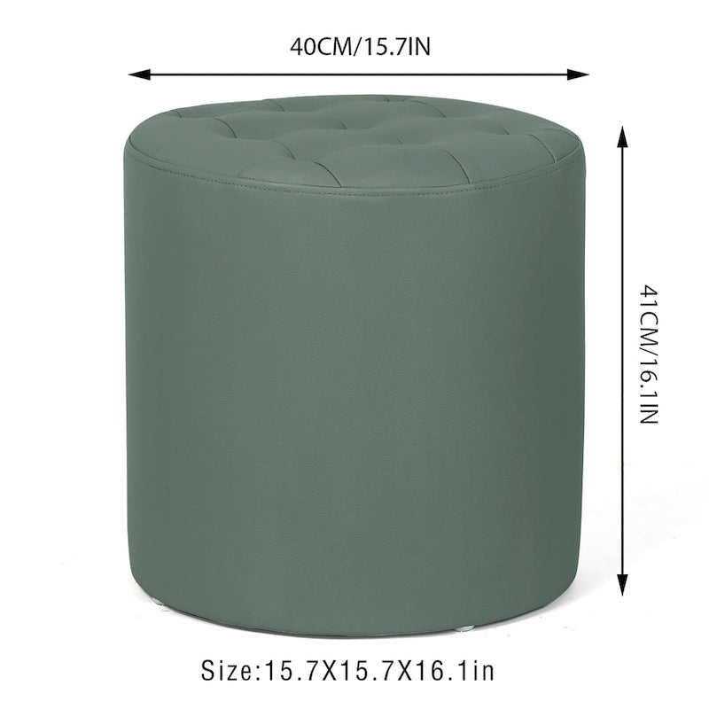 Pouf rond capitonné en similicuir pour repose-pieds