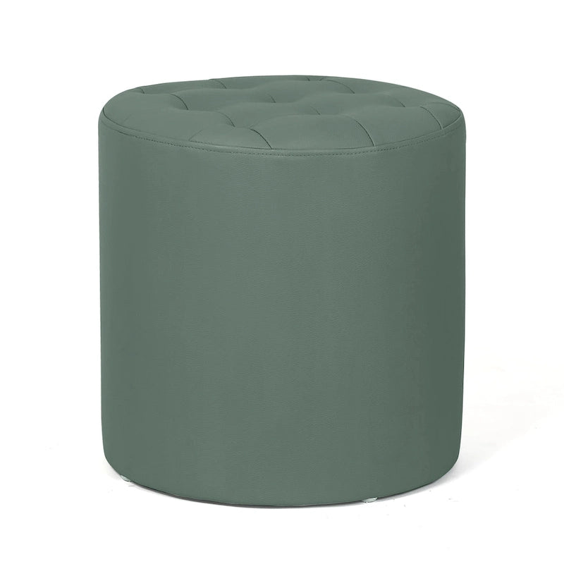 Pouf rond capitonné en similicuir pour repose-pieds