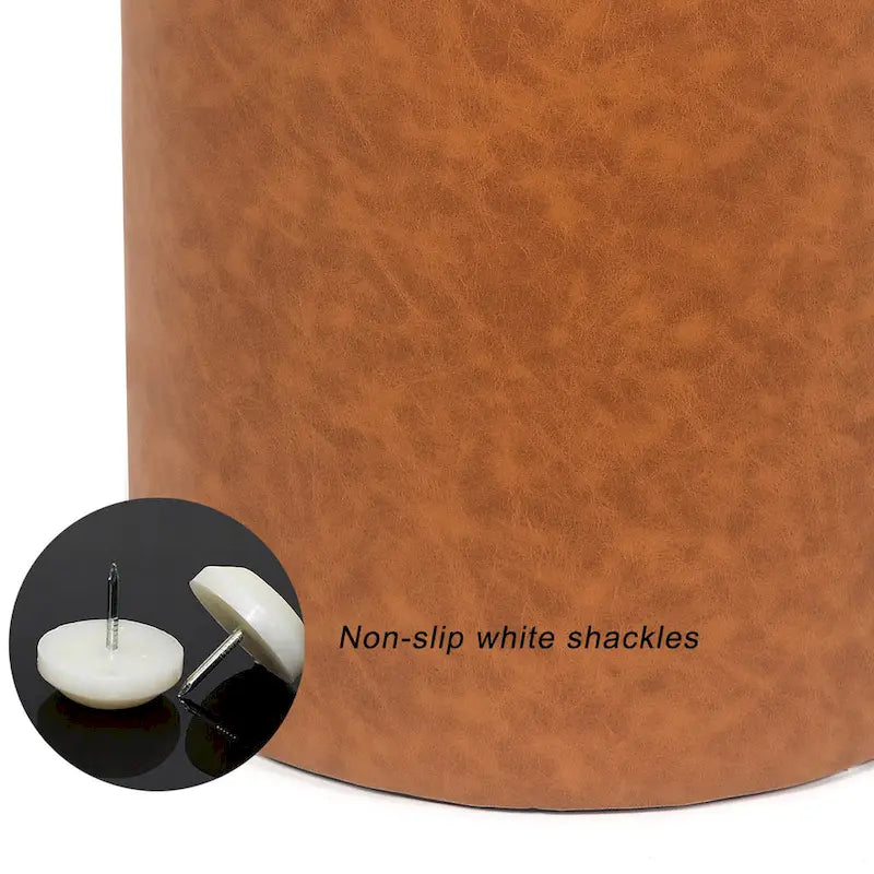 Pouf rond capitonné en similicuir pour repose-pieds