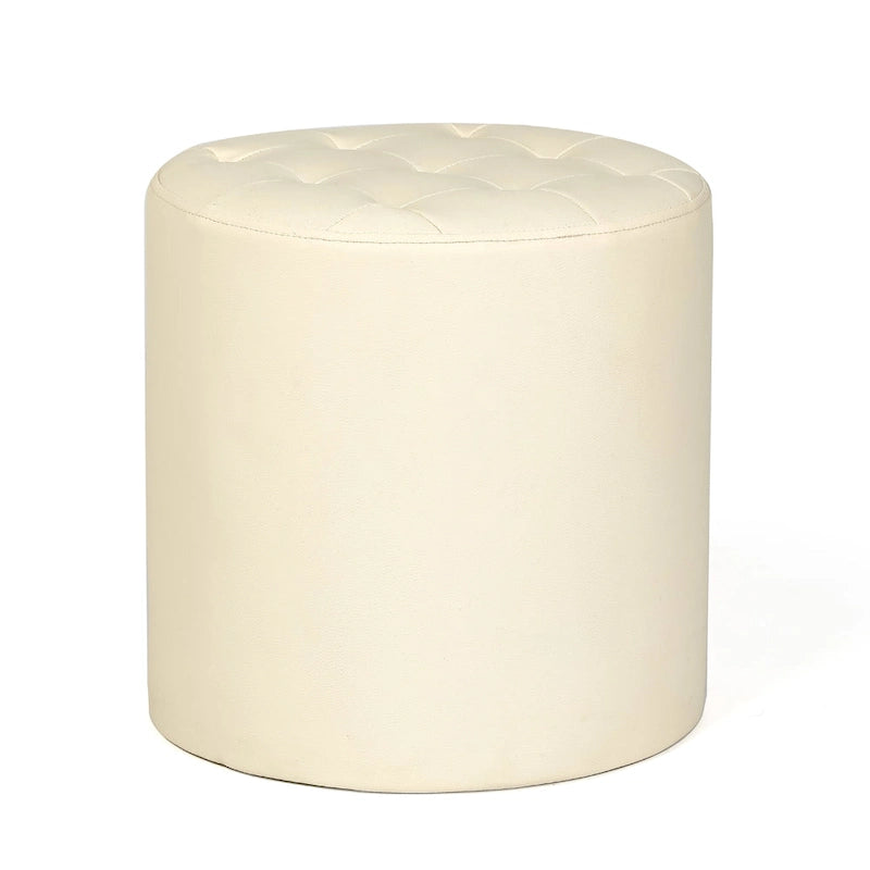 Pouf rond capitonné en similicuir pour repose-pieds