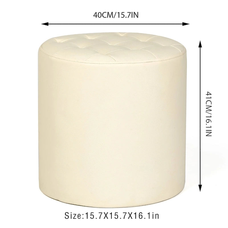 Pouf rond capitonné en similicuir pour repose-pieds