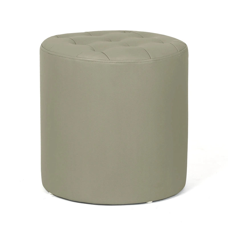 Pouf rond capitonné en similicuir pour repose-pieds