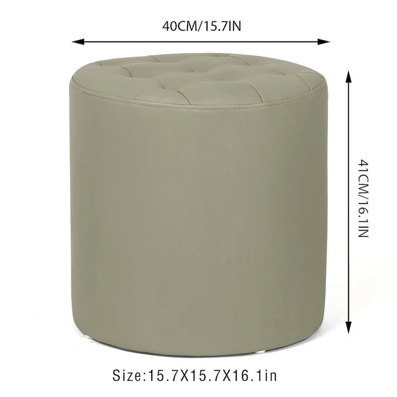 Pouf rond capitonné en similicuir pour repose-pieds