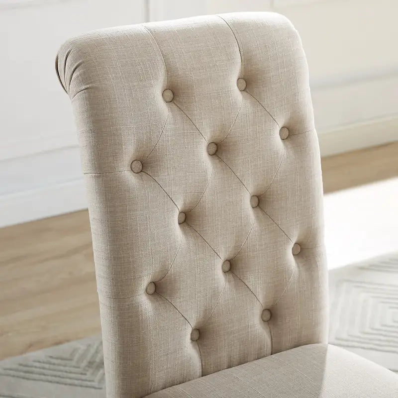 Chaise de salle à manger capitonnée en bois massif