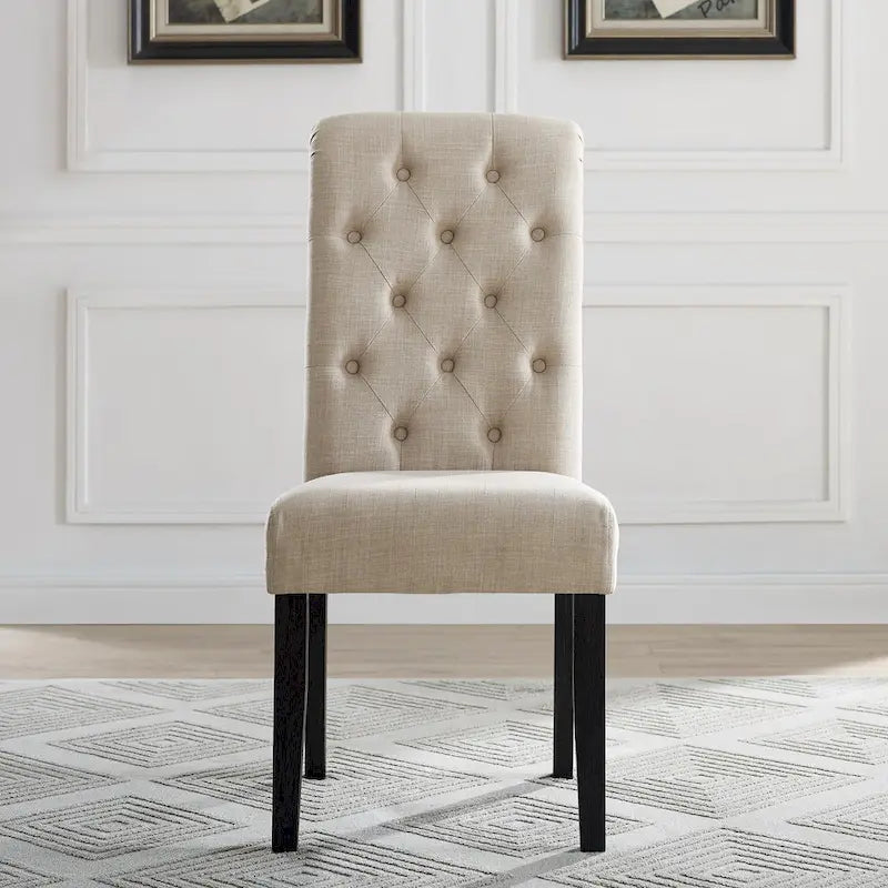 Chaise de salle à manger capitonnée en bois massif