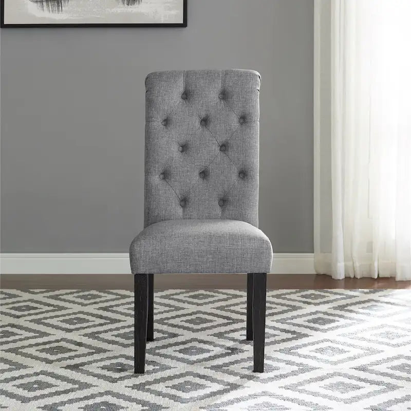 Chaise de salle à manger capitonnée en bois massif
