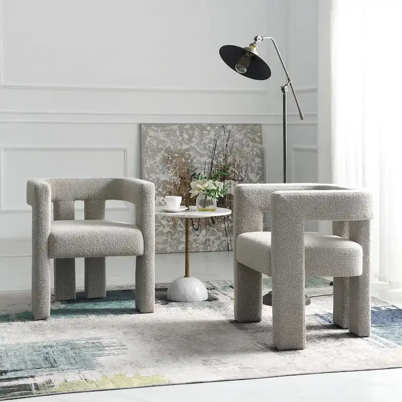 Fauteuil rembourré en bouclette, 24 po de large