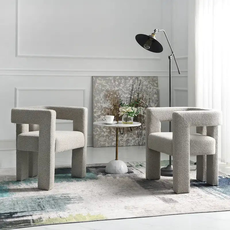 Fauteuil rembourré en bouclette, 24 po de large