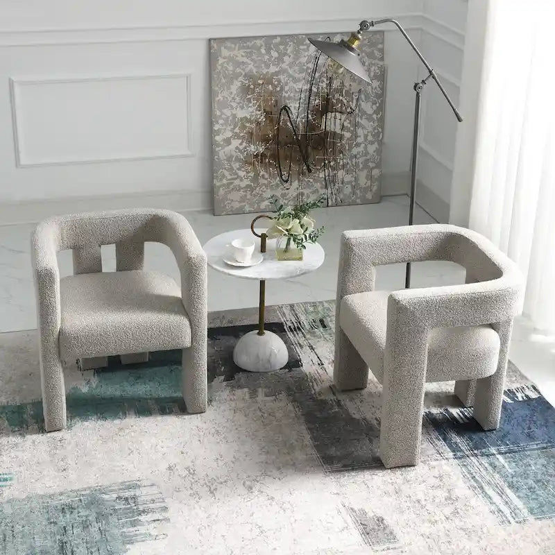 Fauteuil rembourré en bouclette, 24 po de large