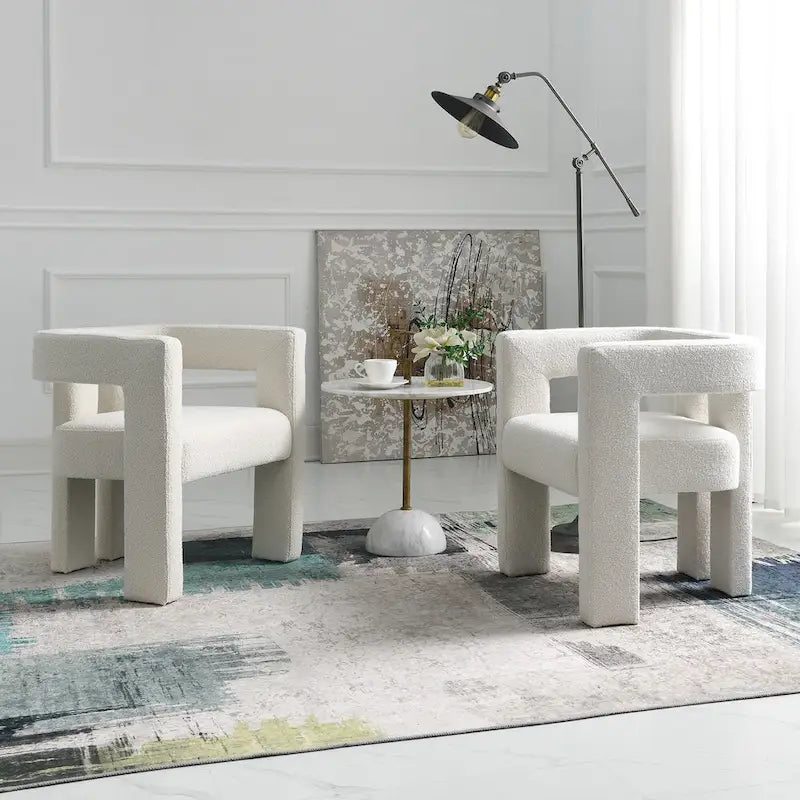 Fauteuil rembourré en bouclette, 24 po de large