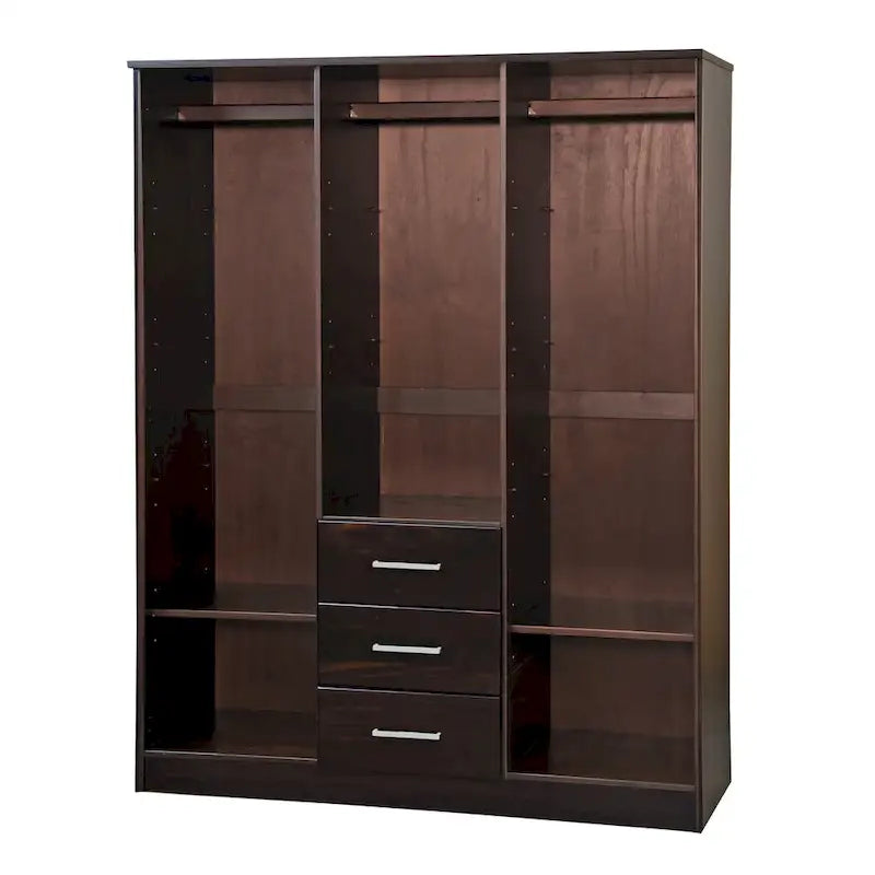 Armoire 3 portes en bois massif avec portes en bois massif ou portes miroir