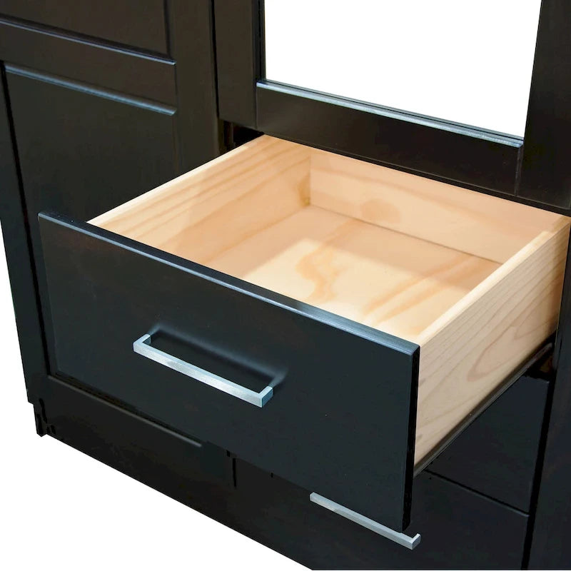Armoire 3 portes en bois massif avec portes en bois massif ou portes miroir