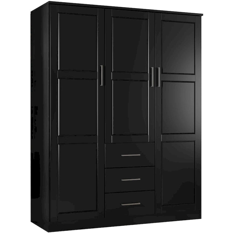 Armoire 3 portes en bois massif avec portes en bois massif ou portes miroir