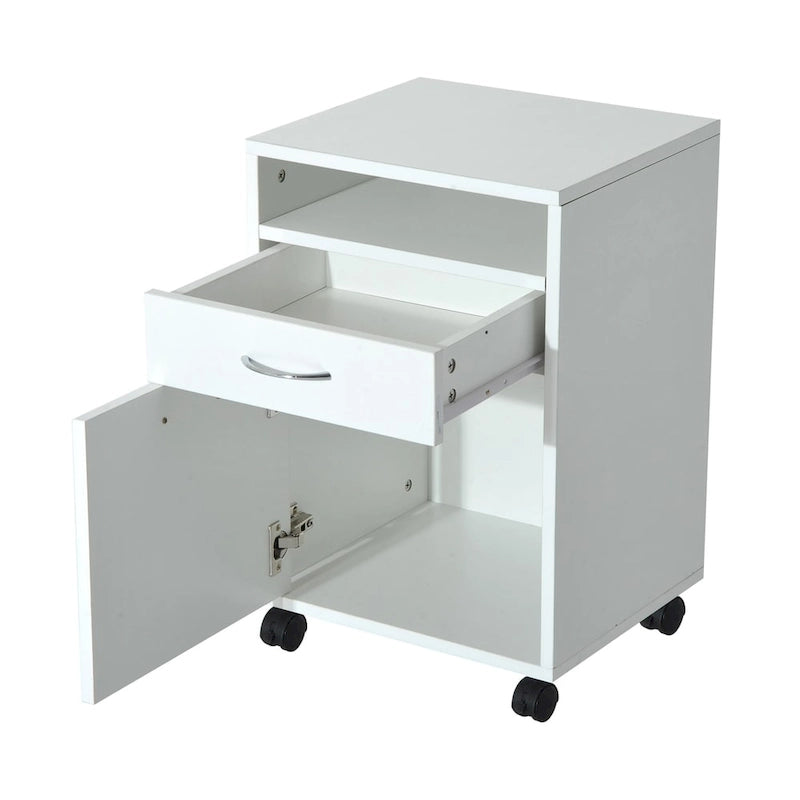 Chariot d'imprimante mobile 24" avec 2 tiroirs, blanc