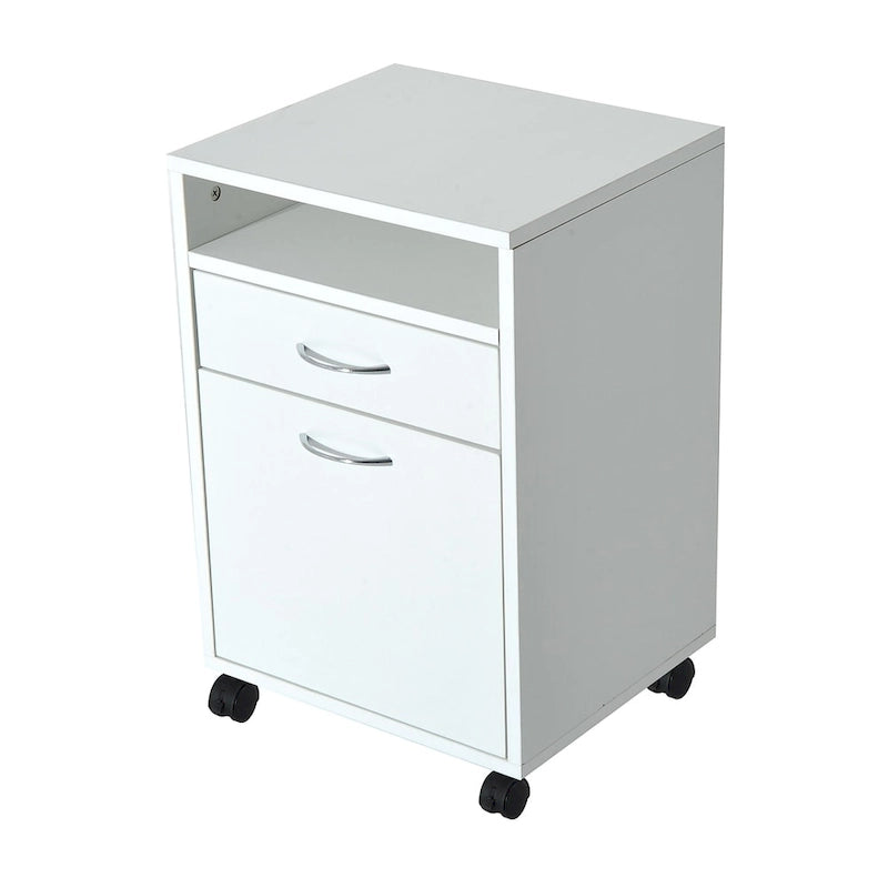 Chariot d'imprimante mobile 24" avec 2 tiroirs, blanc